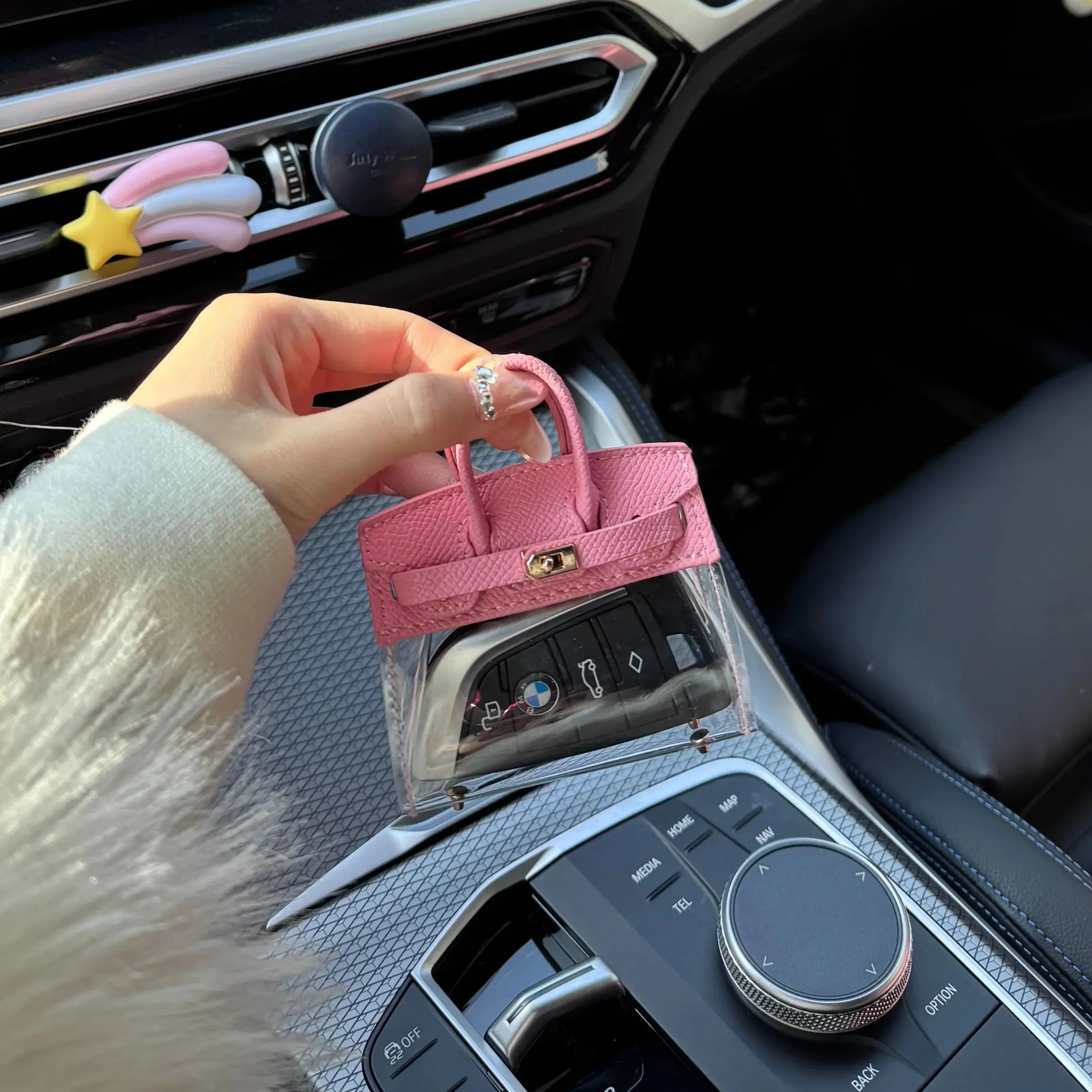 Mini bolso innovador para llaves de coche, soporte antipérdida para llave de coche, funda con asa, regalo perfecto, bolsa para auriculares