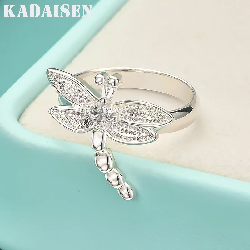 925 Sterling Silber Zirkon Libellen-Ringe für Damen, modisch, für Hochzeit, Verlobung, Party, Urlaub, Geschenk, Charm, hochwertiger Schmuck