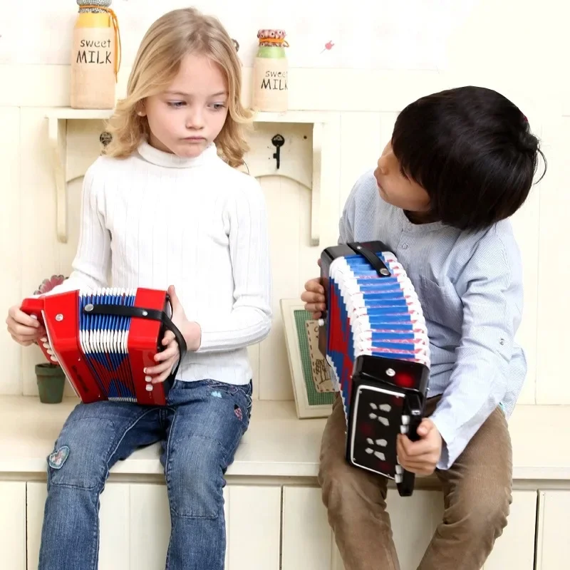 Children\'s Accordion Small Accordion Children\'s Early Education Instrument Color Optional 7 Key 3 Air Valves Kids ABS Toy