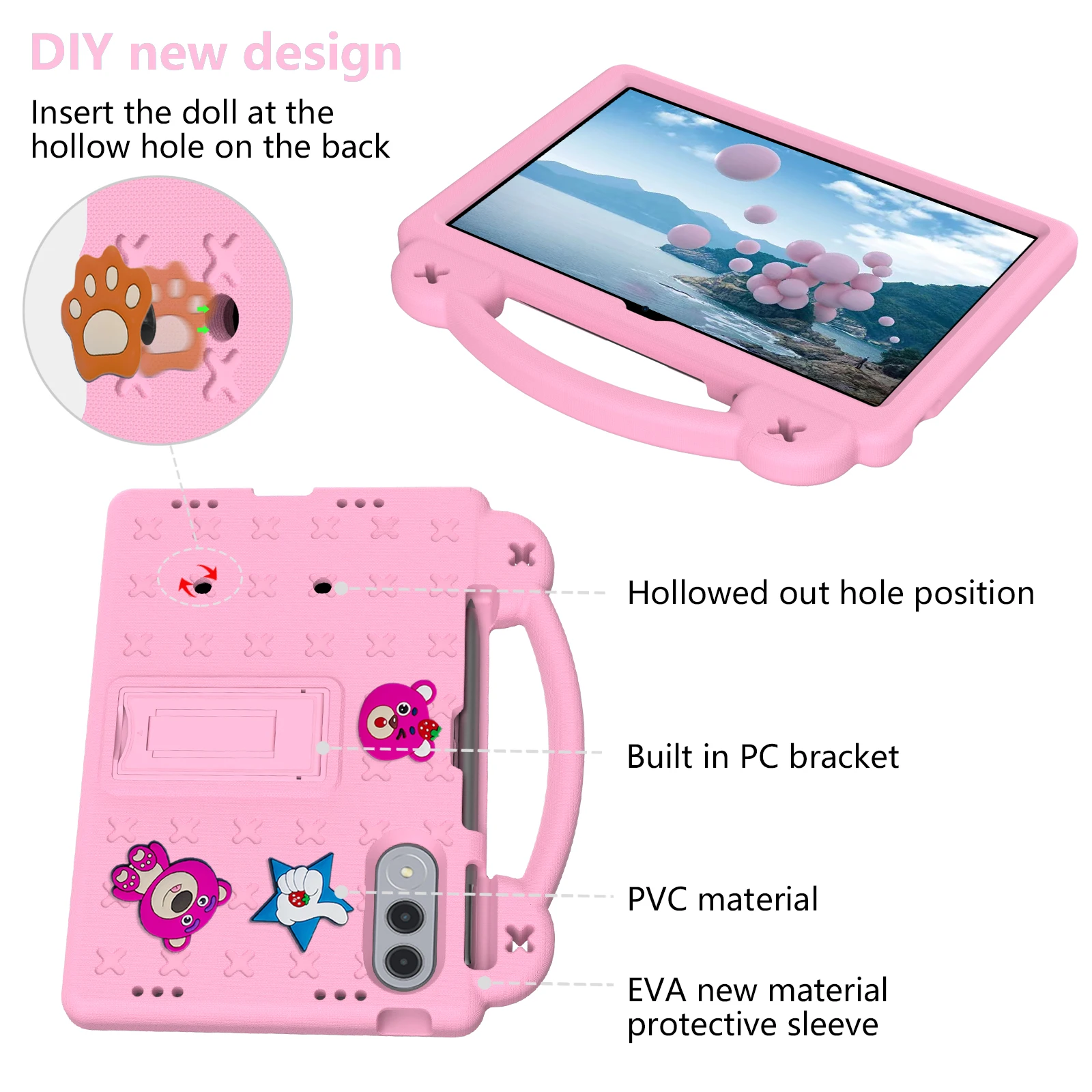 مناسبة لينوفو Xiaoxin Pad Pro GT 11.1 بوصة 2025 TB-710FU الأطفال إيفا لطيف الكرتون مع مقبض اللوحي واقية