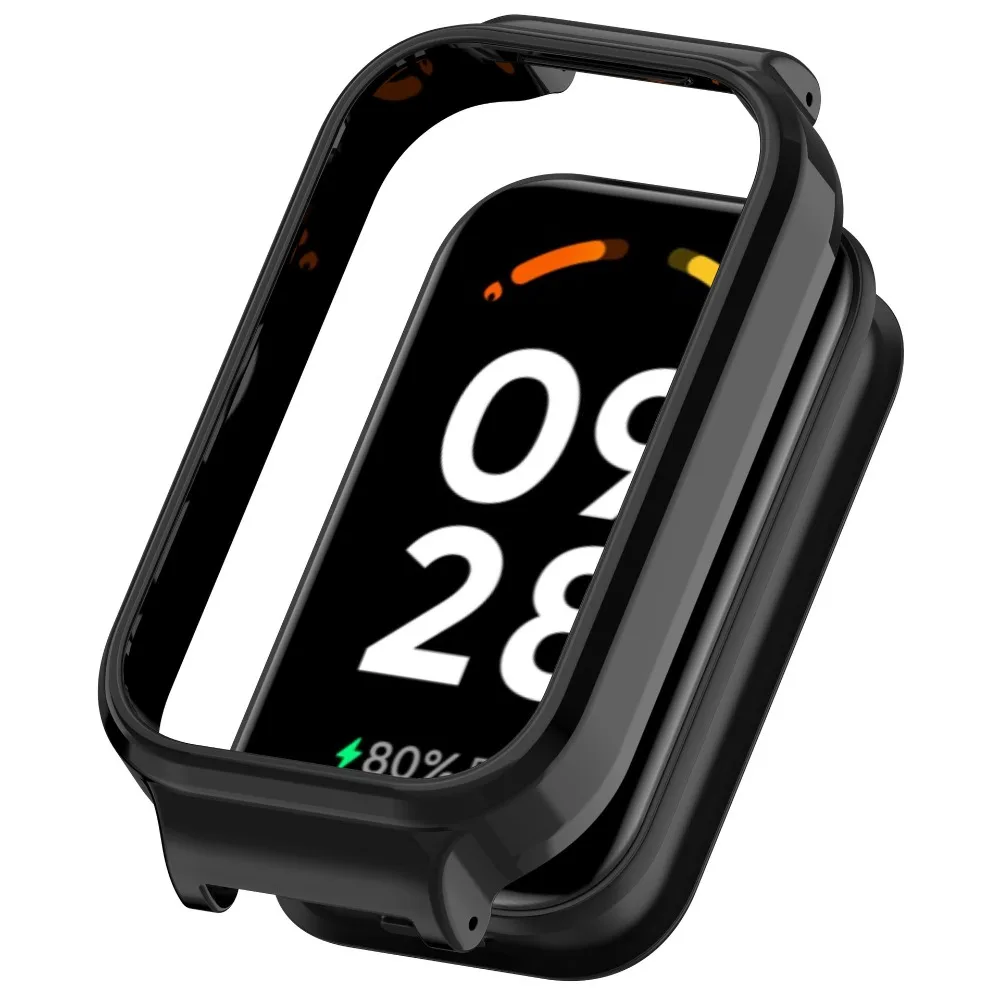 PC Watch Protective Case Half Pack Hollowed Out Watch Case with 12MM Strap Interface for Xiaomi Band 8 Active/Redmi Band 2