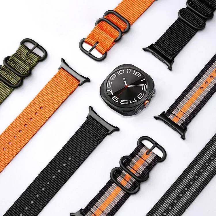 حزام نايلون سريع التركيب لساعة سامسونج جالاكسي 7 الترا 47 ملم سوار رياضي لساعة جالاكسي الترا 47 ملم موصل معدني معصمه