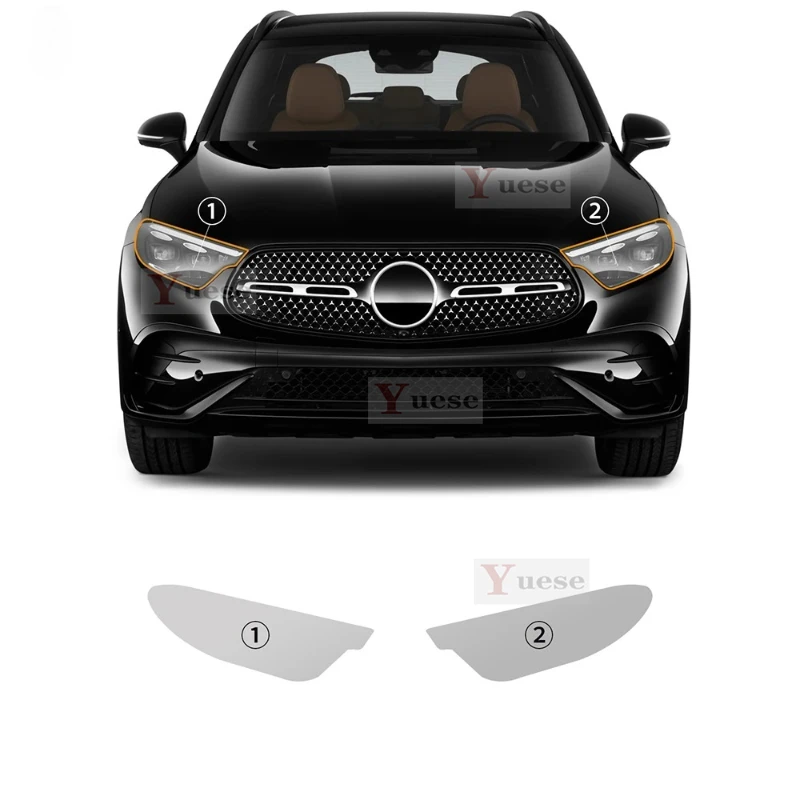 

For Mercedes-Benz GLC X254 Coupe 2024 2025 2 Pcs Car Headlight Protective Film Transparent Smoked Black TPU Sticker