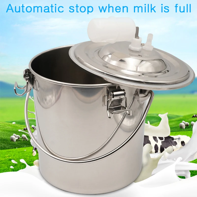 Milking Machine Milker 5L/3L Automatic Electric Pulsating for Farm Cows Goats Sheep Vacuum Pump Bucket Farm Breeding Equipments