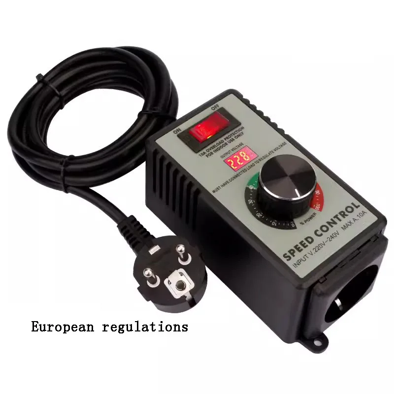 Stepless speed switch, maximum 10A 4000W 110V 220V speed regulator overload protection USA EU optional