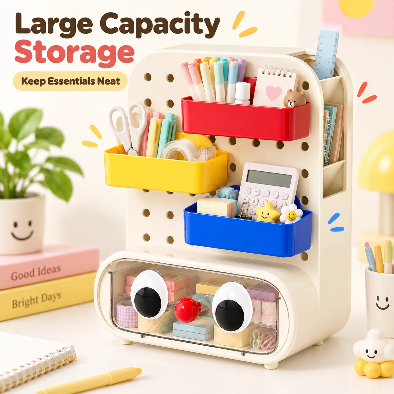 Desktop storage box, perforated board, drawer style, student stationery, pen holder, office desk, work position, shelf, vertical