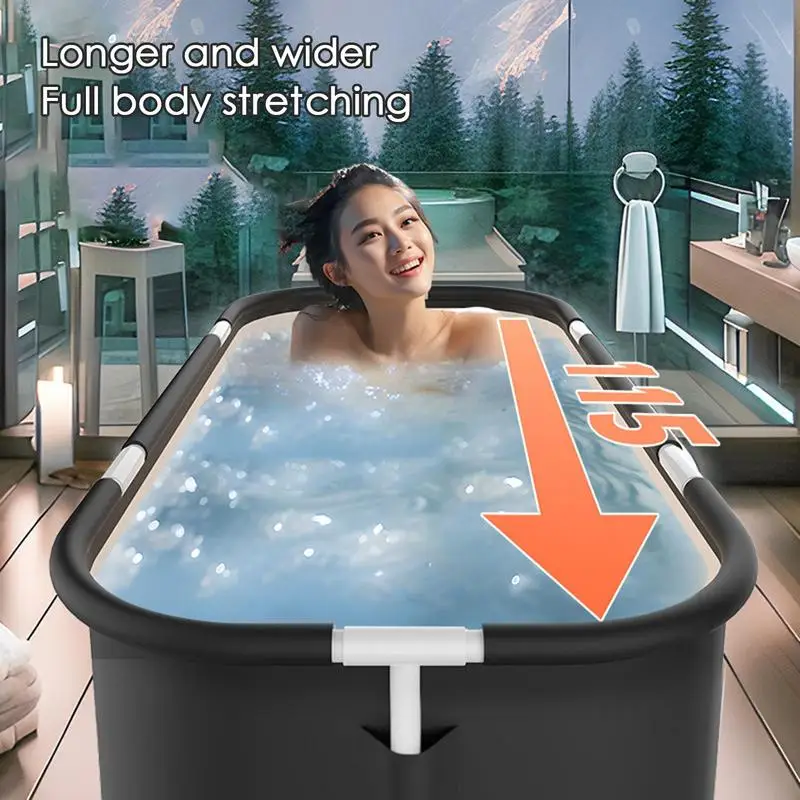 Portable Bathtub Adult Soaking Standing Bath Tub 45.3x23.6x19.7 Inch Foldable Bathtub Hot Bathtub Ice Bath Tub for whole Family