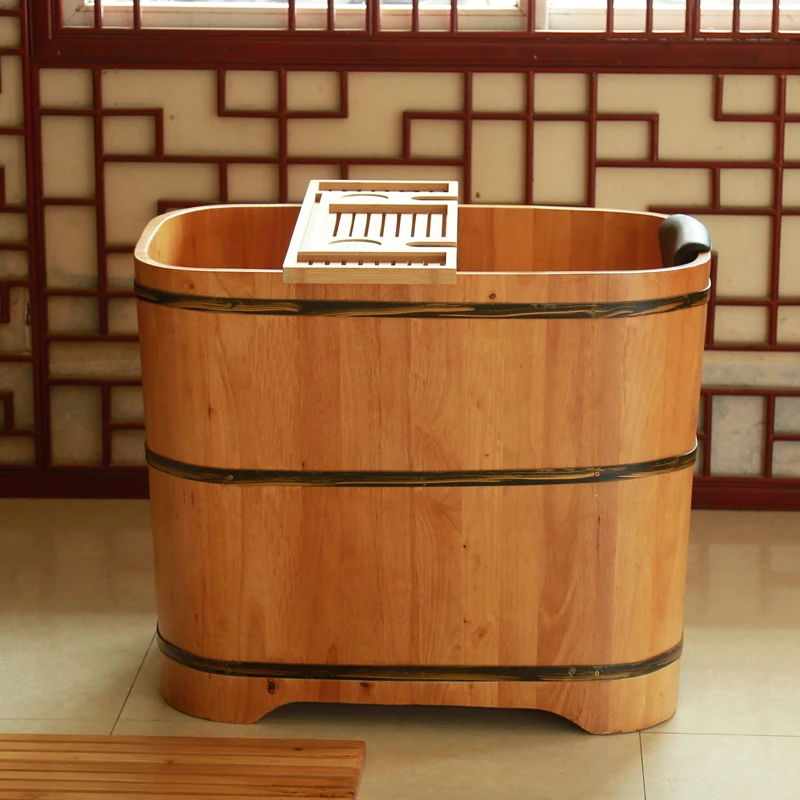 Fine Oak Wooden Barrel Bath Barrel Adult Small Apartment Solid Wood Bath Tub Adult Bath Tub Home Whole Body