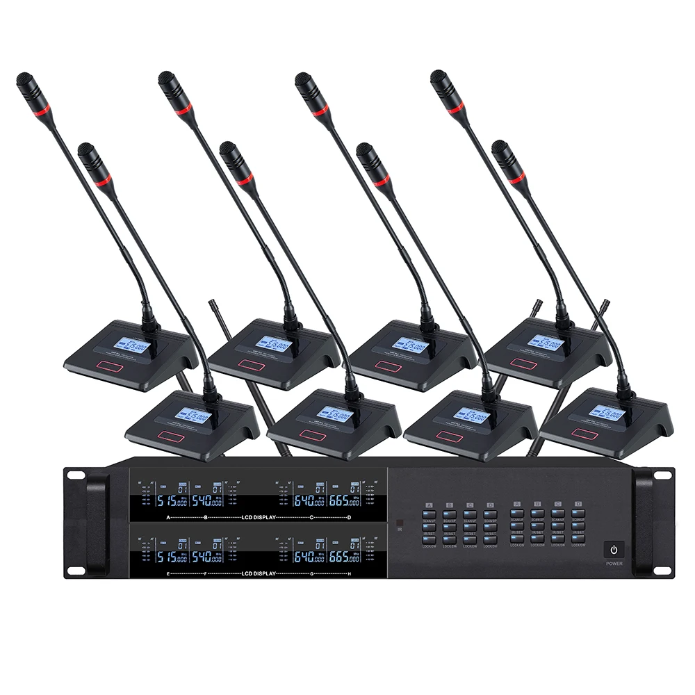 

Rack Mount Wholesale 2.4g 8 Channels High Quality Pro Digital UHF Professional Gooseneck MIC Wireless Condenser Microphone