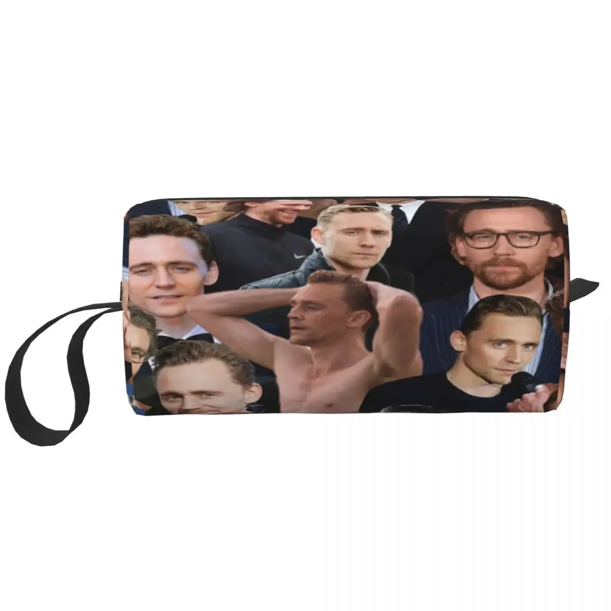 Tom Hiddleston Photo Collage Makeup Bag Cosmetic Organizer Storage Dopp Kit Toiletry Cosmetic Bag for Women Beauty Pencil Case