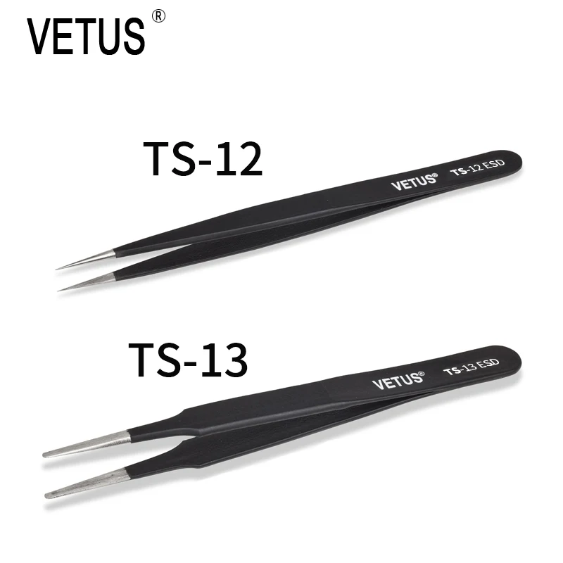 Vetus-帯電防止ステンレス鋼シミュレーションピンセット,つけまつげエクステ,電子電話ロジックボードメンテナンスピンセット