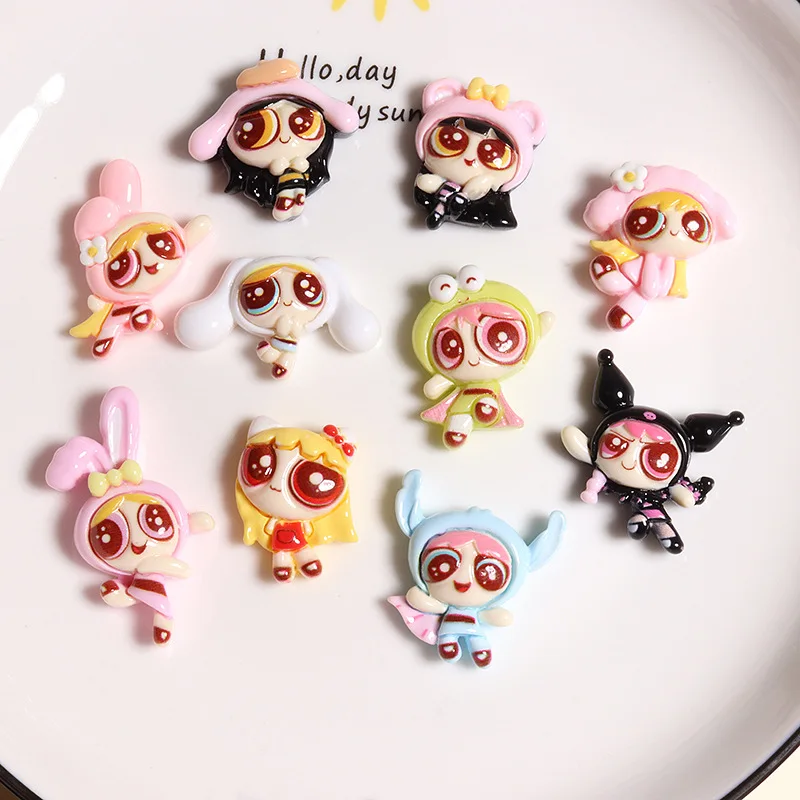 10-20Pcs Cartoon Girl Planar Resin Material Woman Earrings Necklaces Hairpin Craft Accessories DIY Scrapbooking Charms Applique