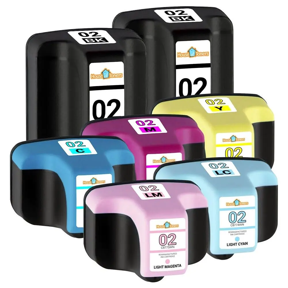 Cartucho de tinta para impresora HP 02, 7 l, Color BLK, Photosmart C5180 C728