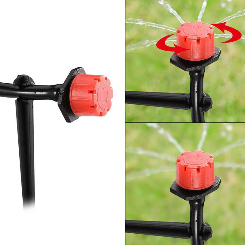 Irrigation Drippers 100PCS 360 Degree Adjustable Micro Drip Irrigation Emitters 1/4 Inch For Flower Bed Vegetable Gardens Lawn H