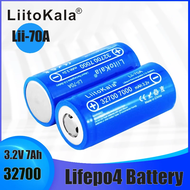 4pcs LiitoKala lii-70A 3.2V 32700 6500mAh LiFePO4 Battery 35A Continuous Discharge Maximum 55A High power battery 32700 7000