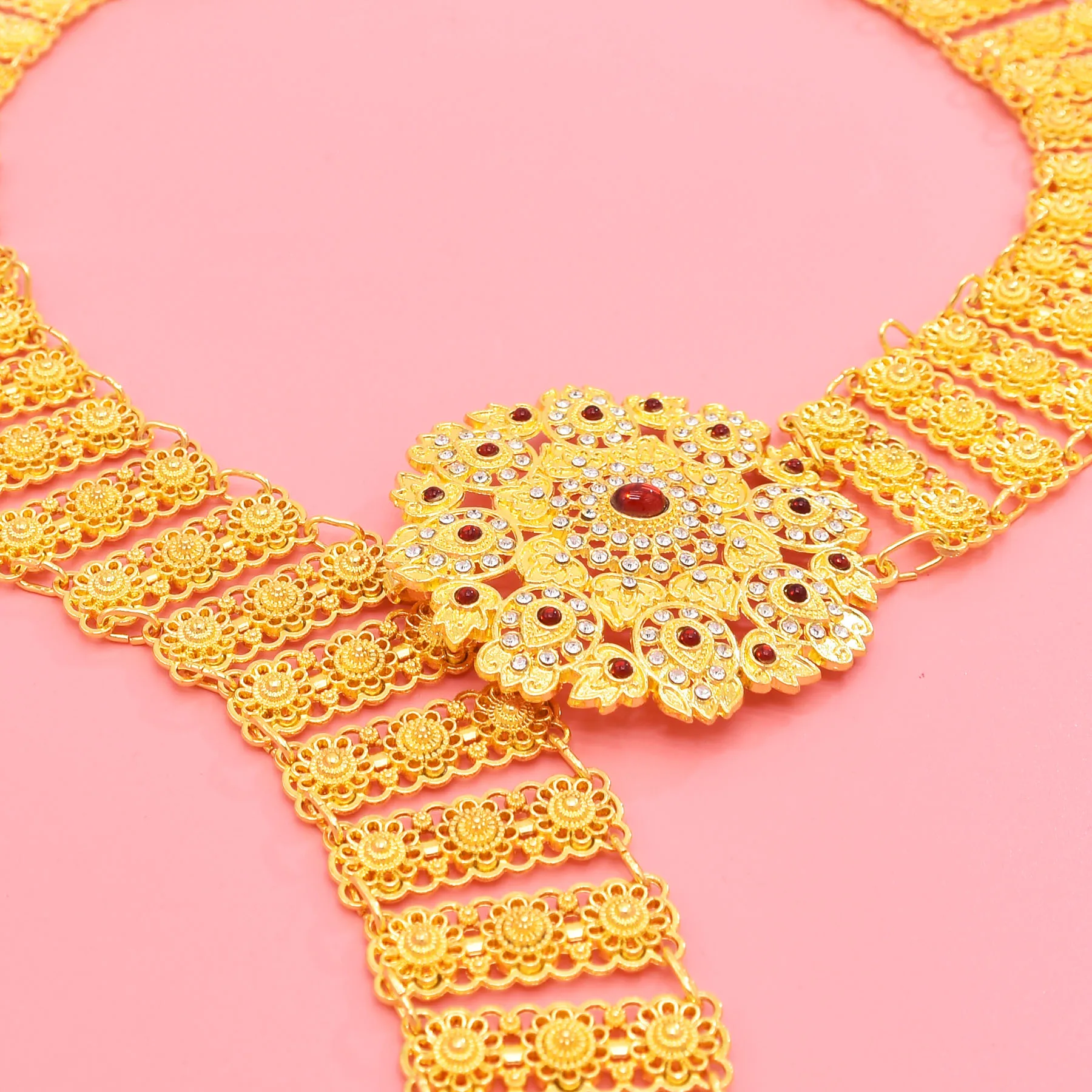 Fashion Ethnic Waistband Golden Plated Hollow Flower Belt Classic  Tribal Indian Body Chain Women\'s Party Jewelry Birthday Gift