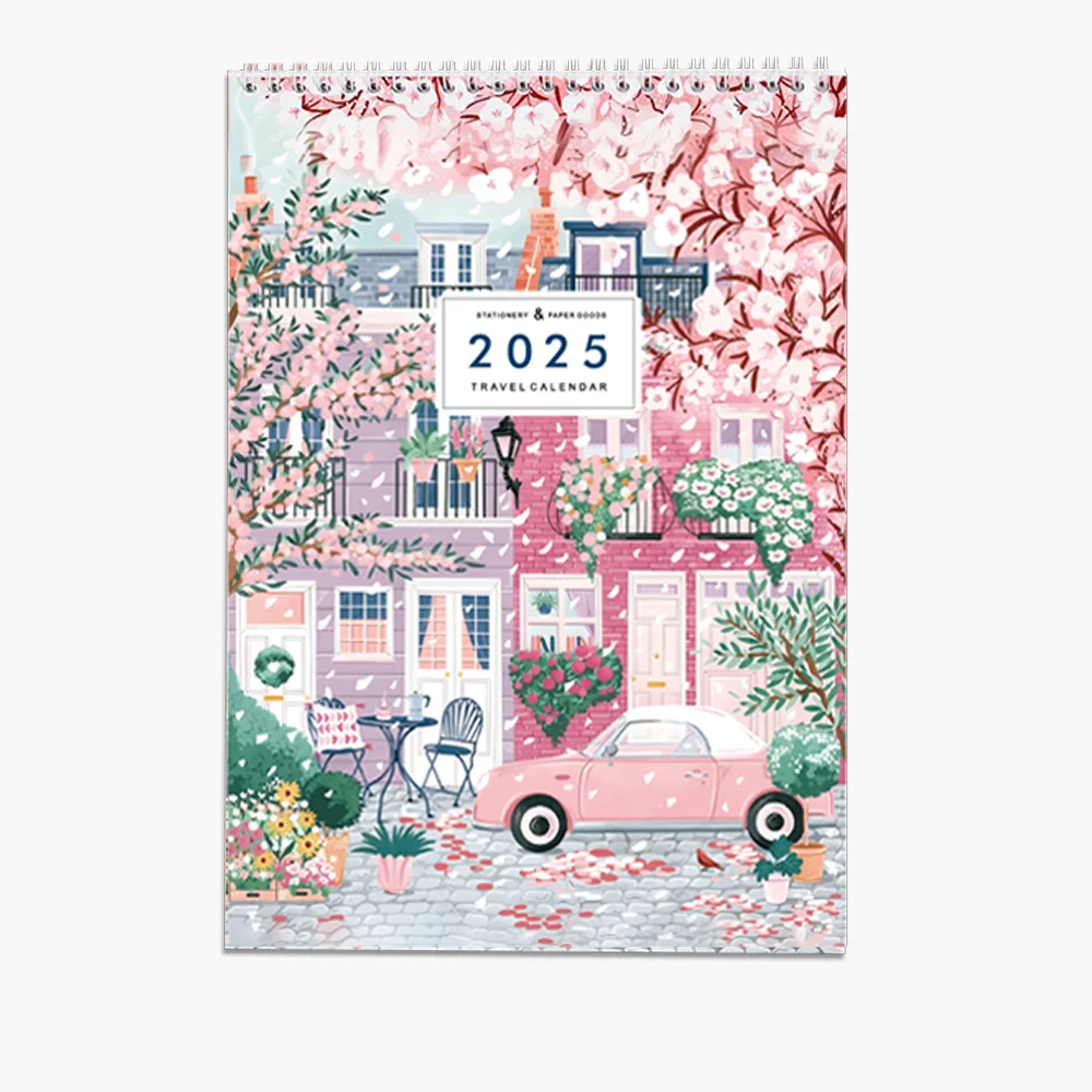 1pc 2025 new creative travel pattern design calendar, record good travel memories, plan important future travel