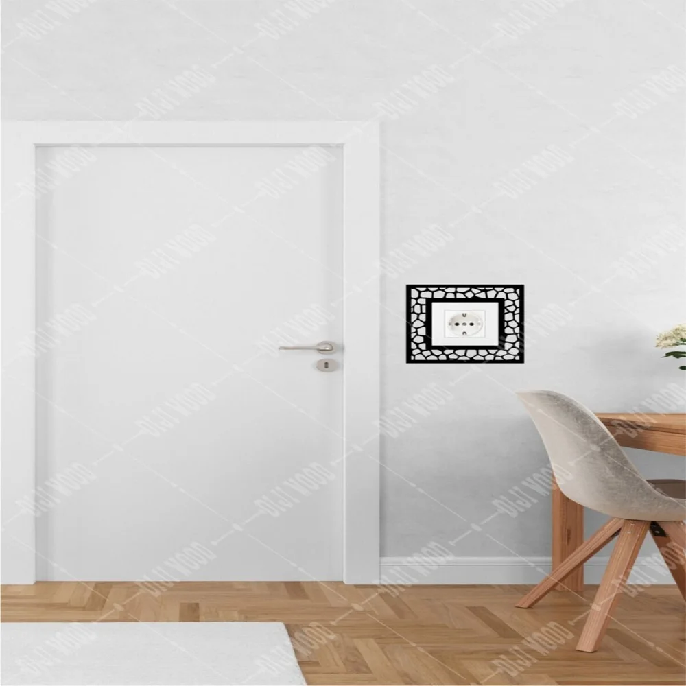 Square Decorative Socket Frame Wooden Black Switch Socket, Ornamental Home Decoration Key Protector Cover Wall Sticker Stereo