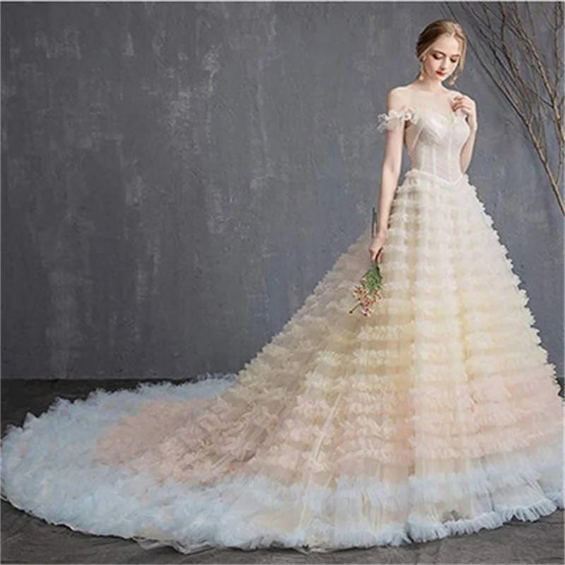 New Trailing Skirt Bridal Wedding Dress Wedding Skirt Support Three Yarns Two Steel Rings Hard Mesh Skirt with Yarn Lining