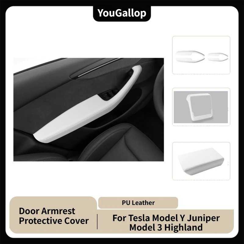 

Для Tesla Model 3 Highland Model Y Juniper, подлокотник для двери автомобиля, защитный чехол, ручка из искусственной кожи, модификация внутреннего украшения