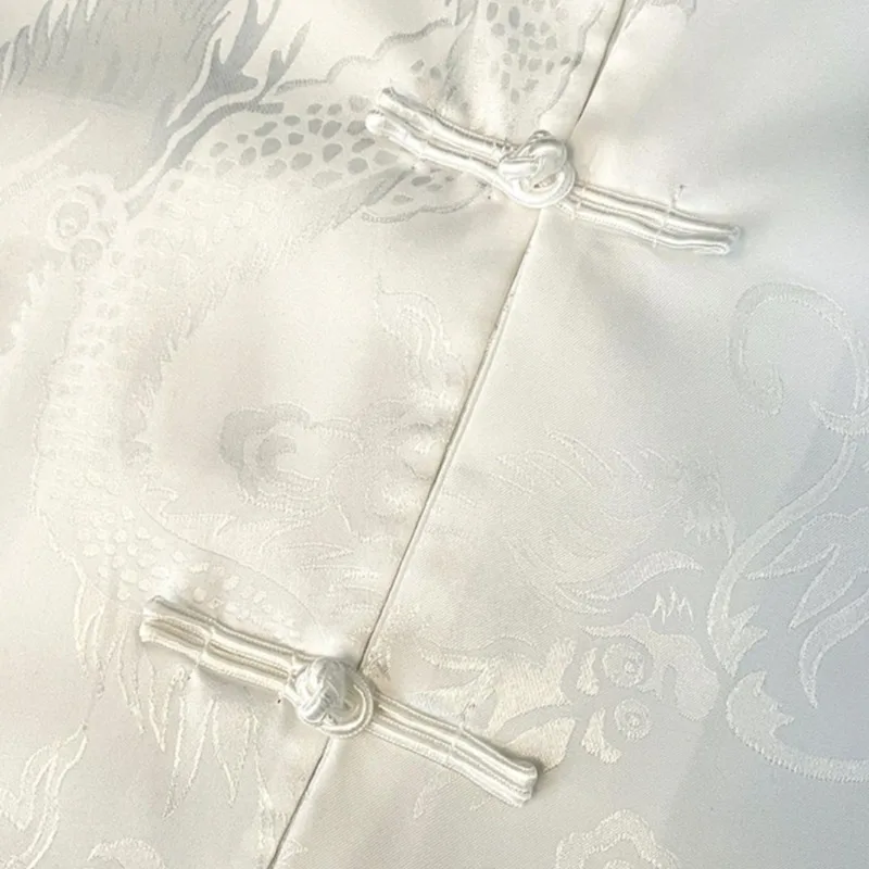 Camisa Feminina Casual de Tecido com Sensação de Gelo, Estilo Asiático Chic, Bordado Refinado, Tops Unissex Novos