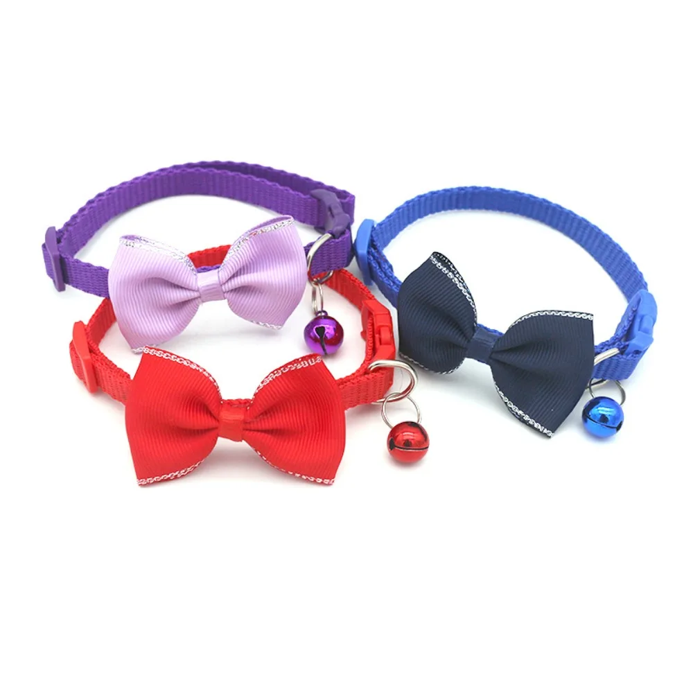 Multicolor Pet Collars Pet Accessories Cute with Bell Bow Collars Adjustable Cat Collar Dog Cat Bow Headband Collar Collar Strap