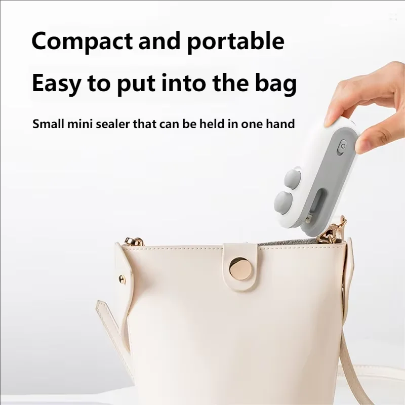 HOMEFISH Mini Handheld Heat Sealer USB Rechargeable Food Storage Bag Plastic Packaging Machine Clip Bag Portable Food Sealer