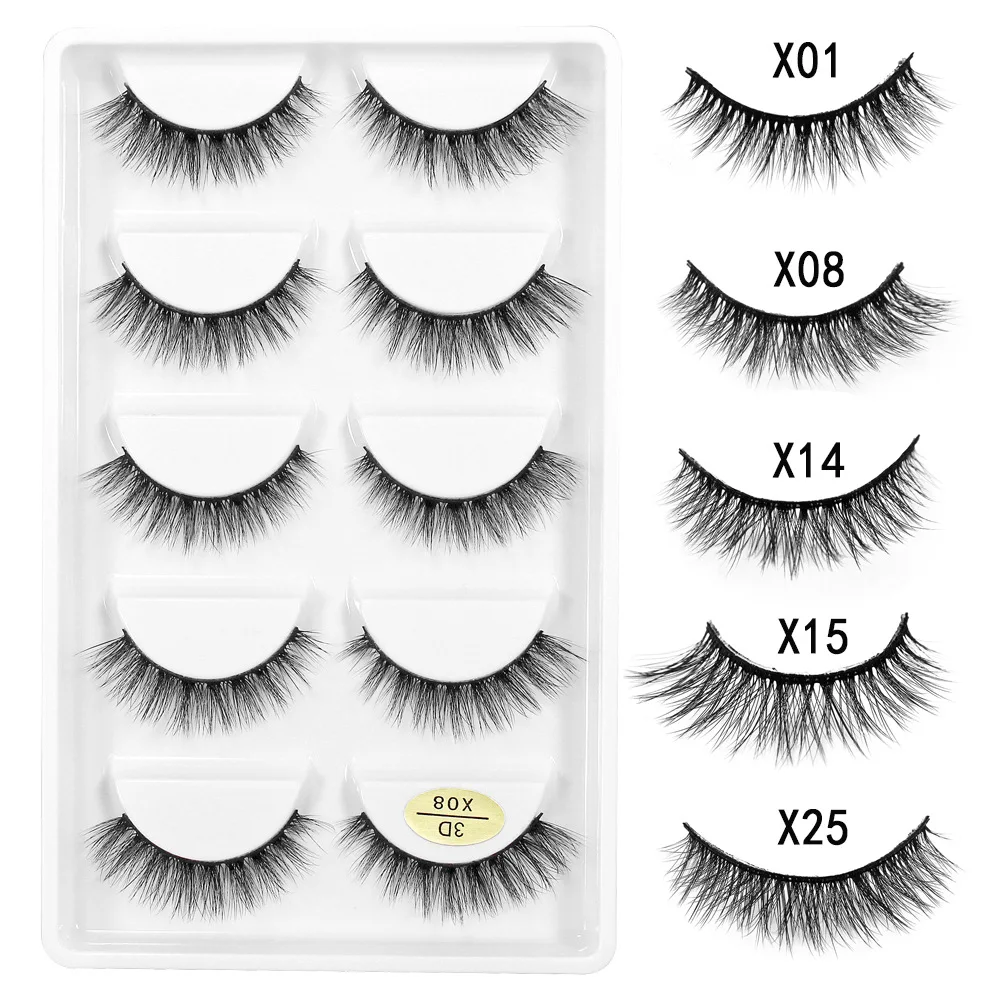 False Lashes X08 X01 Mini H13 5 Pairs 3D Natural False Eyelashes Makeup Eyelash Fake Eye Lashes Faux Cilios Make Up Beauty Tools