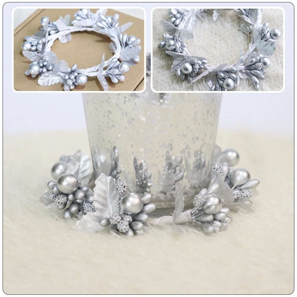 

4Pcs Silver Berries Napkin Rings Elegant Berry Wreath Design Xmas Table Decor Party Napkin Buckle Berries Wreath