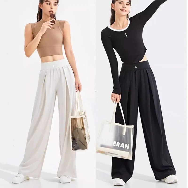 Outdoor High Waisted Loose Wide Leg Pants Women's Sports Fitness Running Exercise Pants image 2