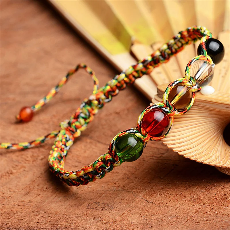 Chinese Style Five Elements Feng Shui Bead Bracelets for Women Ethnic Colorful Woven Bangle Jewelry Charm Lucky Transfer Gifts