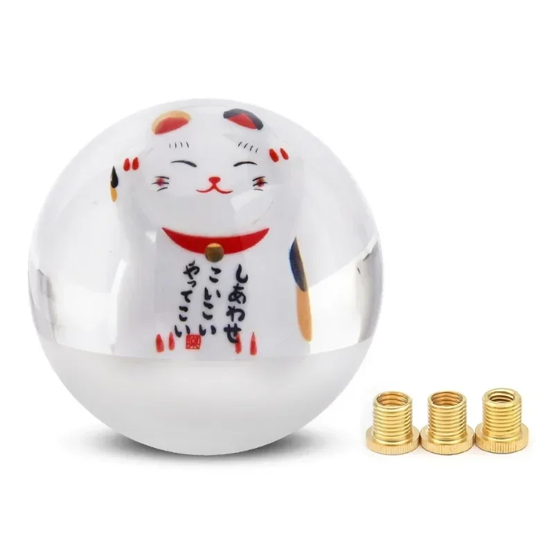 Gałka zmiany biegów Lucky Cat akrylowa kryształowa kula drążek zmiany biegów wymiana głowicy zmiany biegów z adapterem M8 M10 M12 — zdjęcie 5