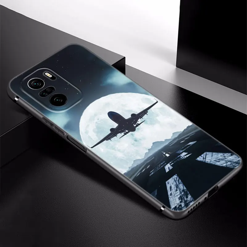 Travel Airplane Black Silicone Phone Case For Xiaomi Redmi 10 Prime A1 A2 Plus 9 9A 9C 9T 10A 10C 12 12C 13C