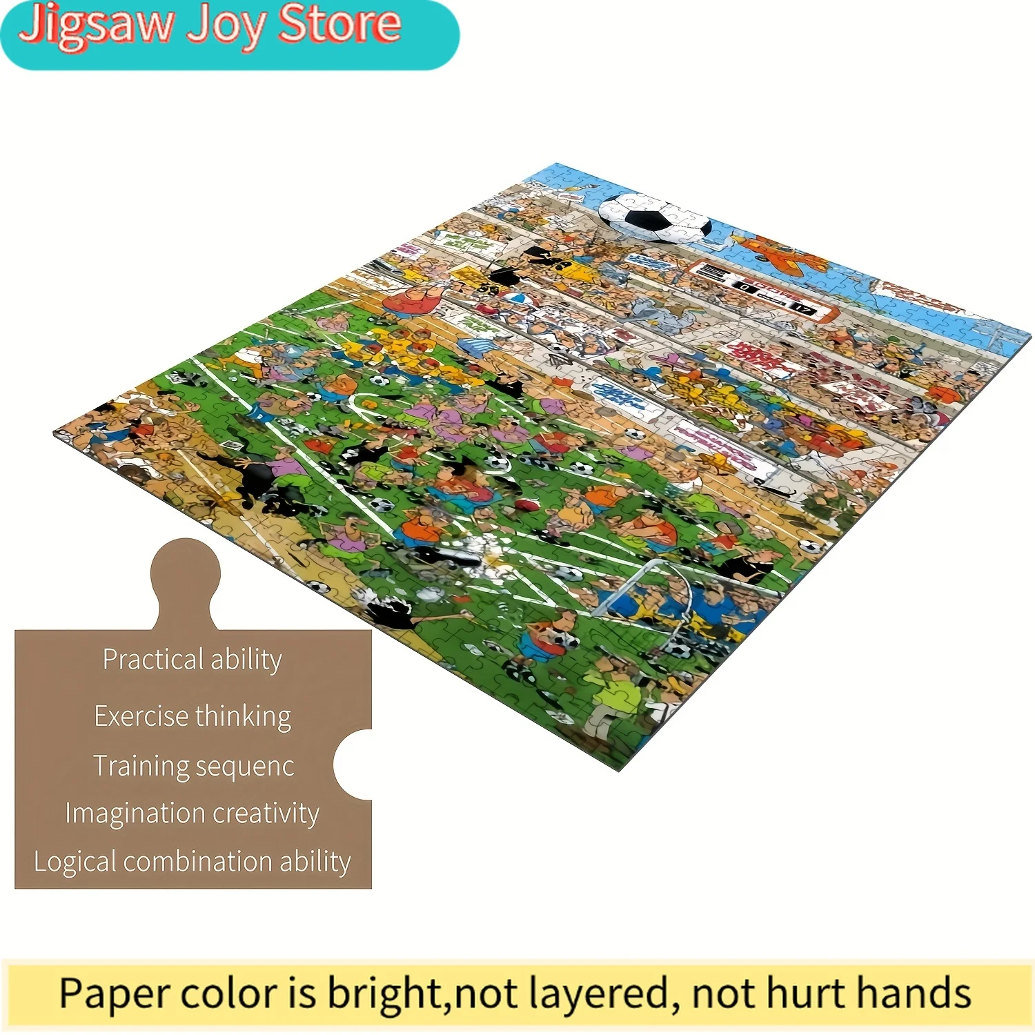 

Пазл для всей семьи - футбольная тематика, яркие цвета, уровень сложности средний, идеально подходящие детали, устойчивость к царапинам.