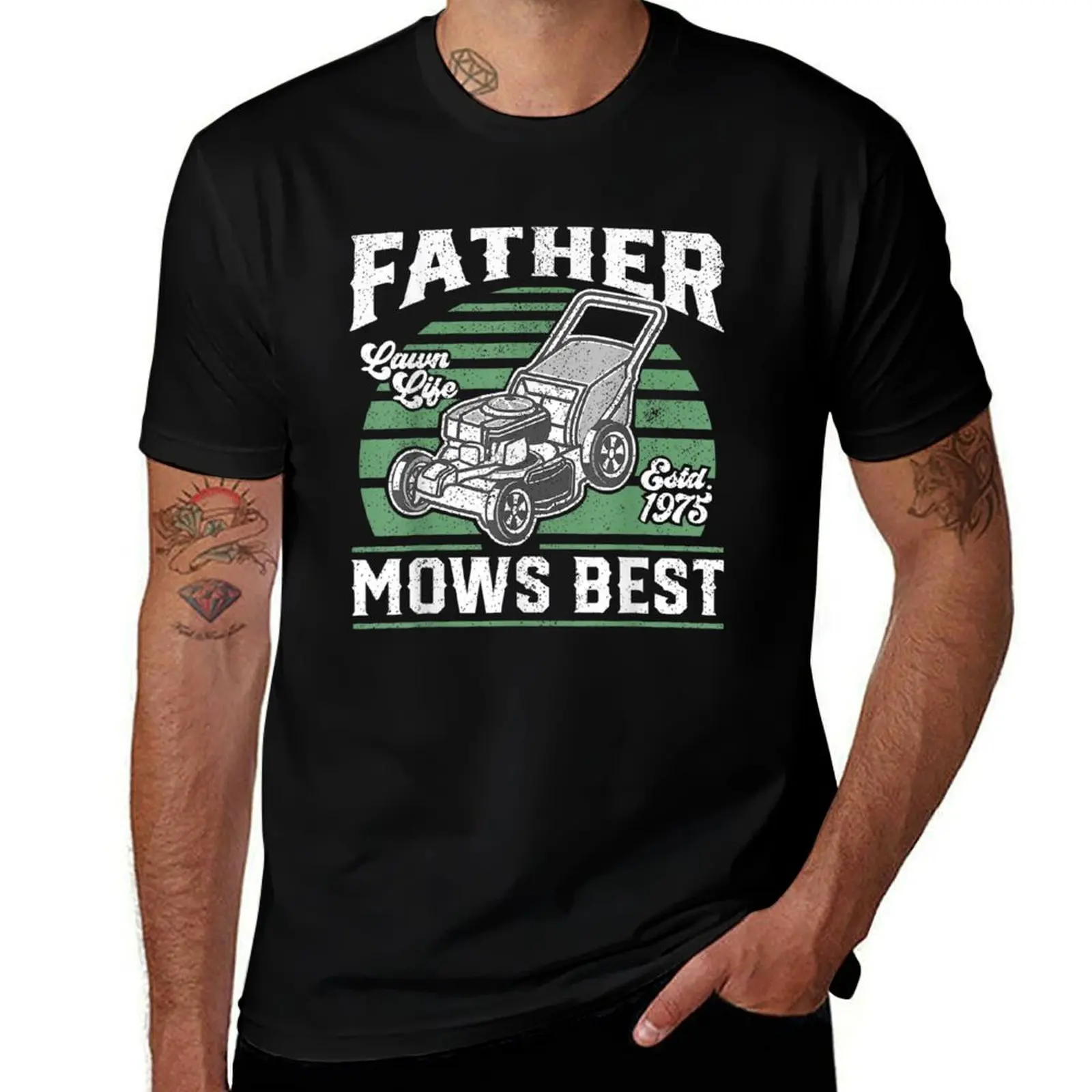 

Mens Father Mows Best Funny Lawn Mower Mowing Fathers Day Gift T-Shirt luxury designer oversizeds clothes for men