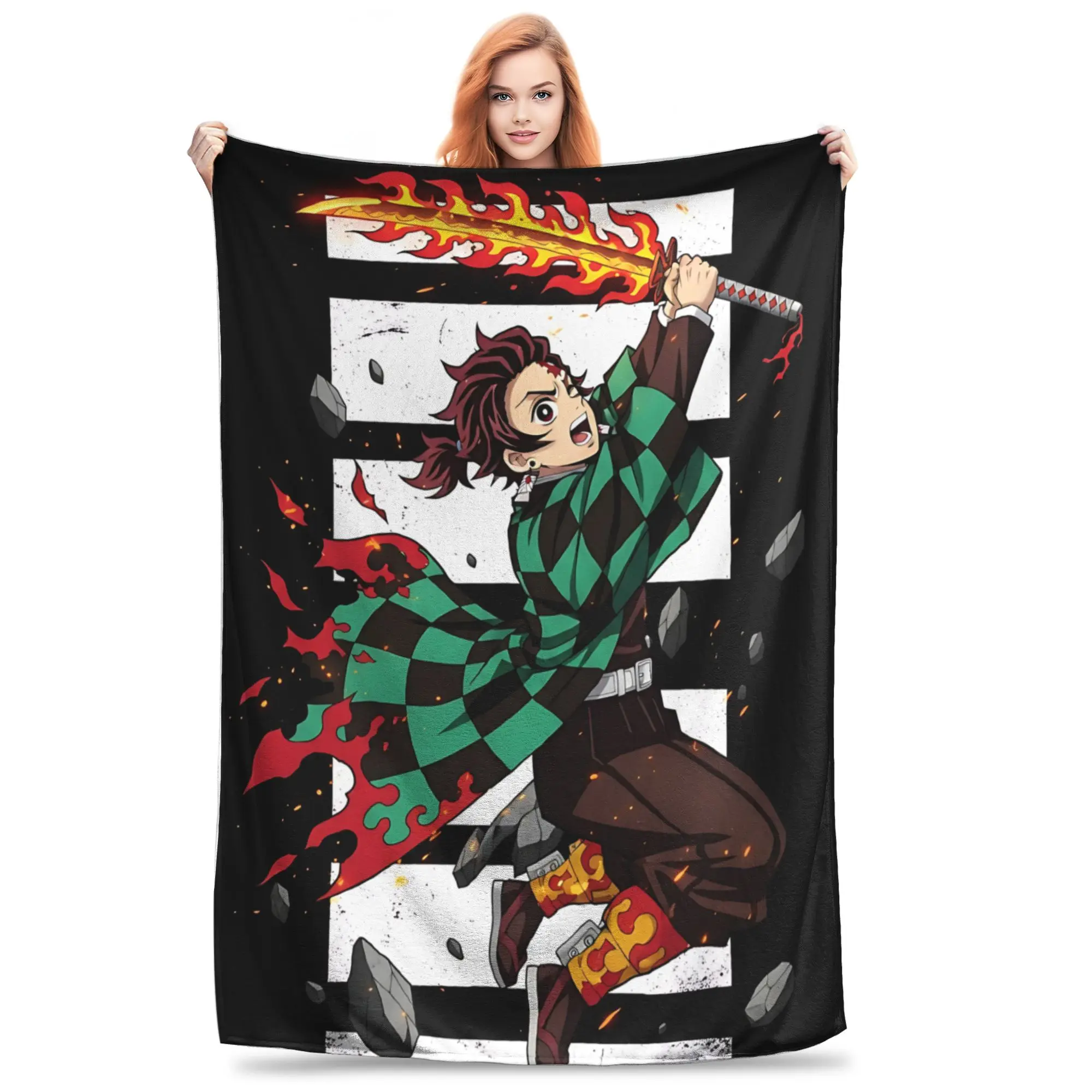1PC Demon Slayers  Blanket Super Cosy Plush Home Living Room Sofa