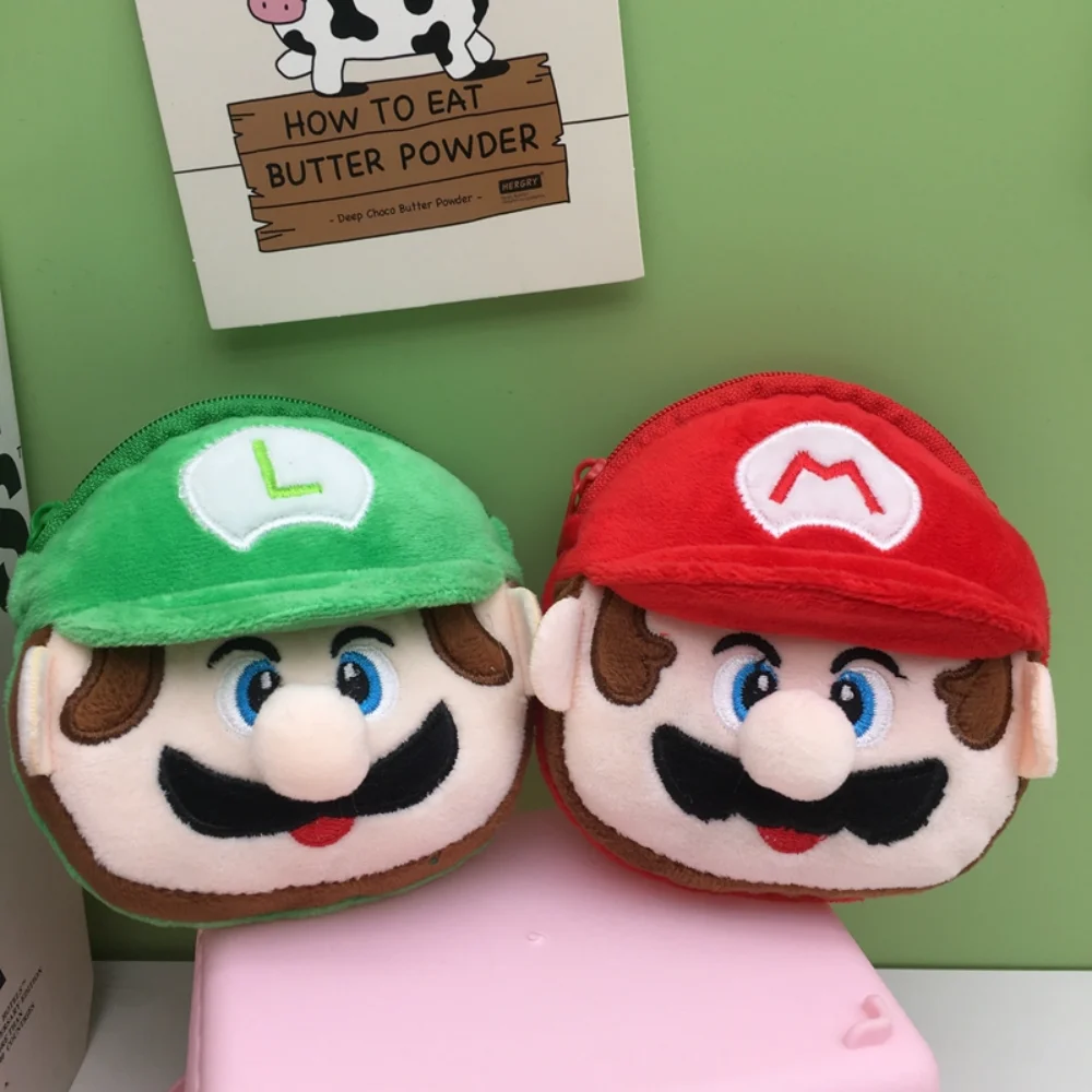

Kawaii Super Mario Bros Plush Storage Bag Cartoon Luigi Coin Purse Mini Organizer Bag Keychain Bag Accessories Birthday Gifts