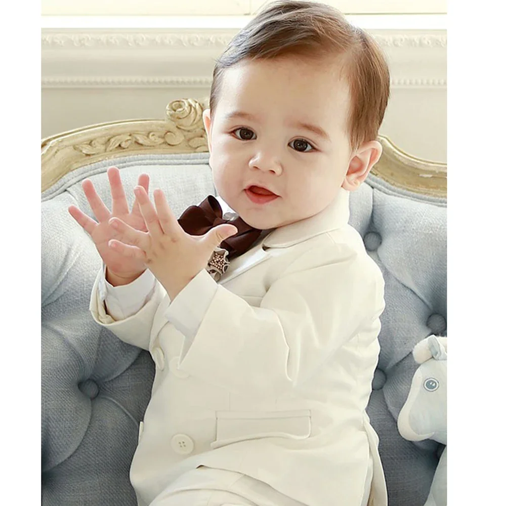 

2-piece Kids Boys White Blazer Pants Children Baptism Wedding Suit Baby Boy Elegant Dress Party Costume
