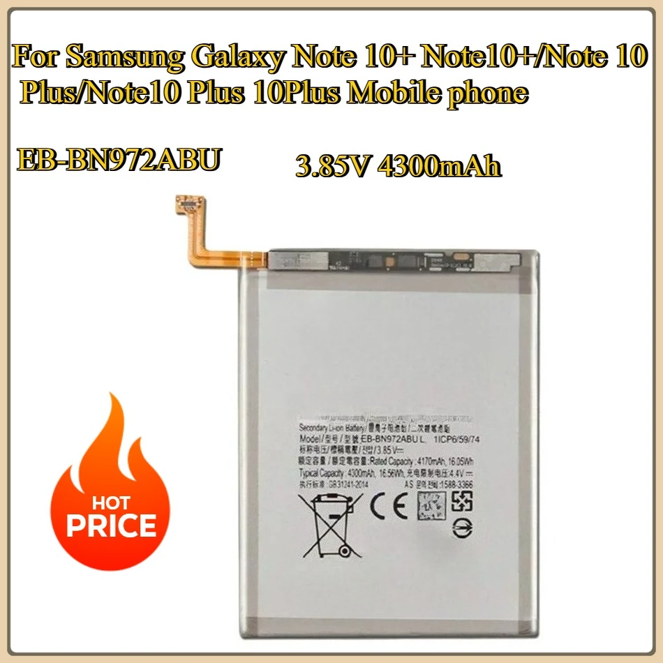 

New Replacement battery EB-BN972ABU 4300mAh For Samsung Galaxy Note 10+ Note10+/Note 10 Plus/Note10 Plus 10Plus Mobile phone