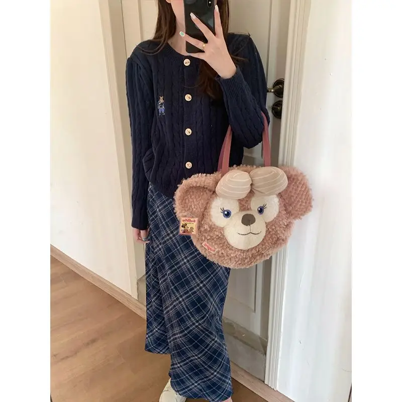 Deeptown Vintage Kawaii Knit Cardigan Women Preppy Korean Fashion Autumn Sweater Aesthetic Embroidery Old Money Style Jumper