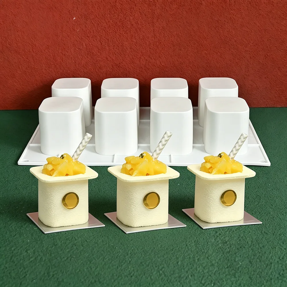 3D Cube Shape Silicone Candle Molds For Chocolate Cheese Yogurt Jelly Pudding Making Mold Mousse Cake Decorative Baking Tools view 2