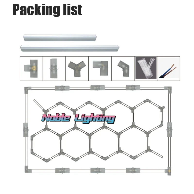 Fabriek 4.8X2.4M Rechthoek110V 220V Aangepaste Hexagon Led-verlichting Auto Detaillering Producten Lichtbalk voor Wassen Garage Plafond