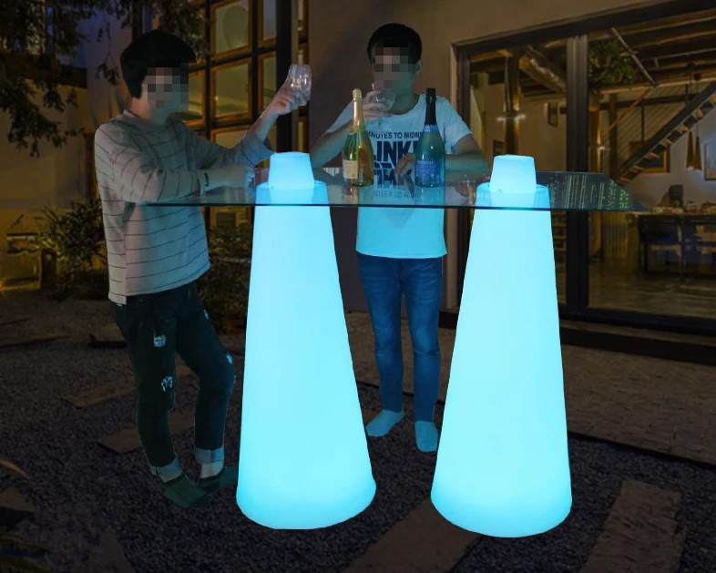 

Creative European led cone-shaped luminous tables and chairs indoor and outdoor bars leisure bar tables coffee shop