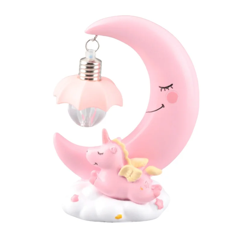 Cartoon Mond Led Nachtlicht Harz Baby Kindergarten Lampe Ornamente Nachttisch Lampe Kinder Geschenk Spielzeug