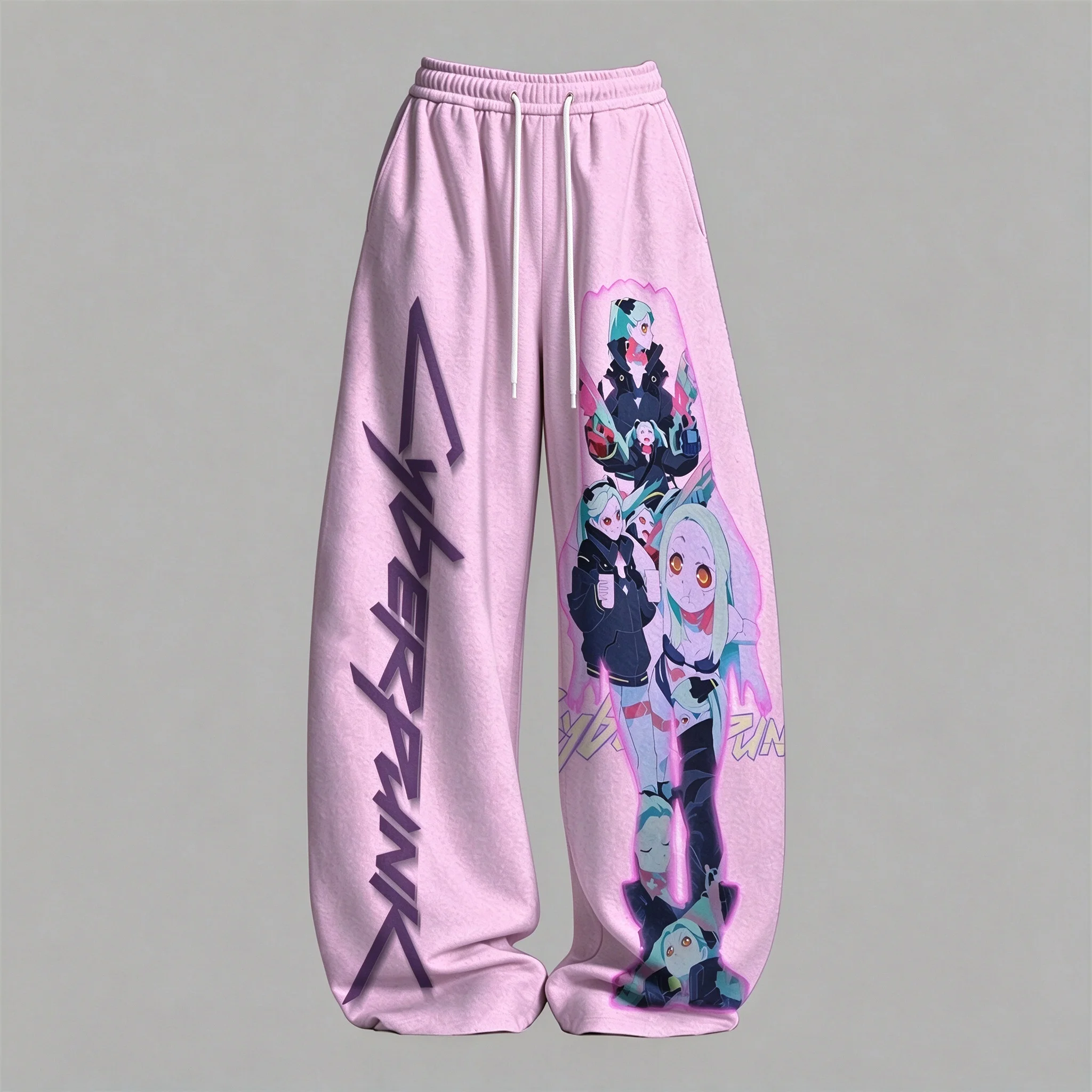 Cyberpunk Anime Printed Wide Leg Pants Manga Characters Drawstring Loose Men's and Women's Casual Sports Pants