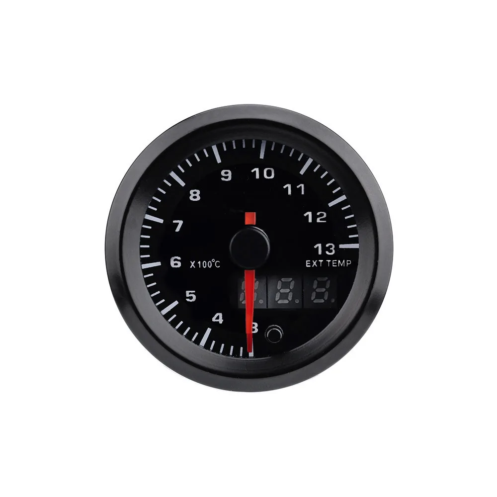 

Automobile Modification Exhaust Temperature Gauge Universal 12V52mm Pointer Digital Display LCD Dual Display Rainbow