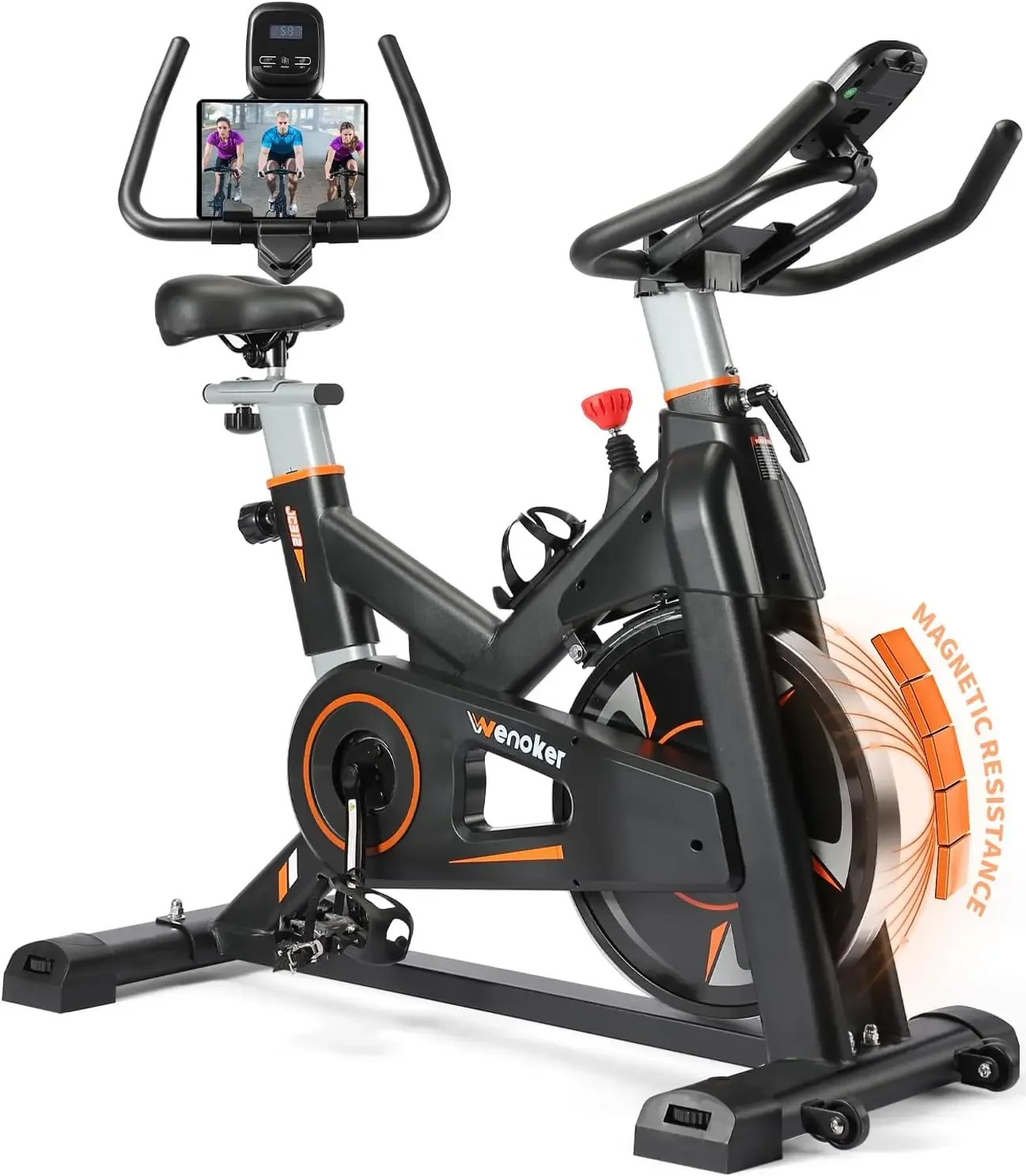 Magnetic Resistance Stationary Bike for Home, Indoor Bike with Whisper Quiet, Heavy Flywheel