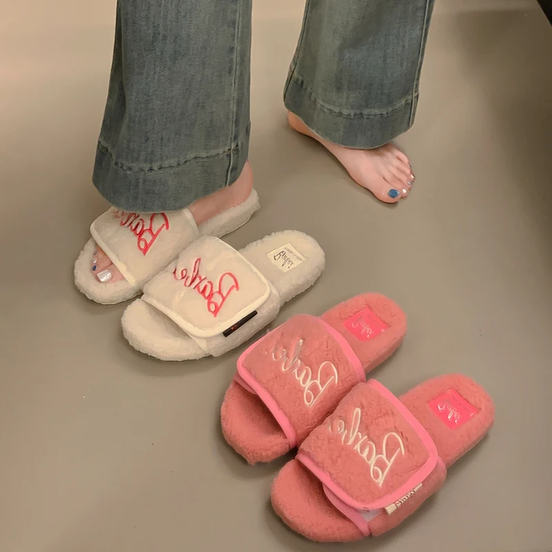 Kawaii Barbie Slipper Anime Peripherals Slippers Women'S Y2k Autumn Winter Warm Home Indoor Thick Bottom Flat Bottom Slippers