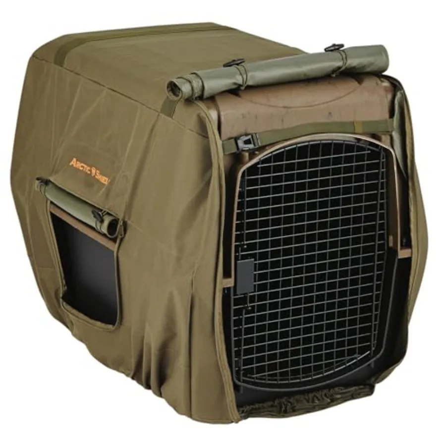 

ArcticShield Uninsulated Kennel Cover for Outdoor Pet Shelter Heavy-Duty Polyester Black Weatherproof and UV-Resistant