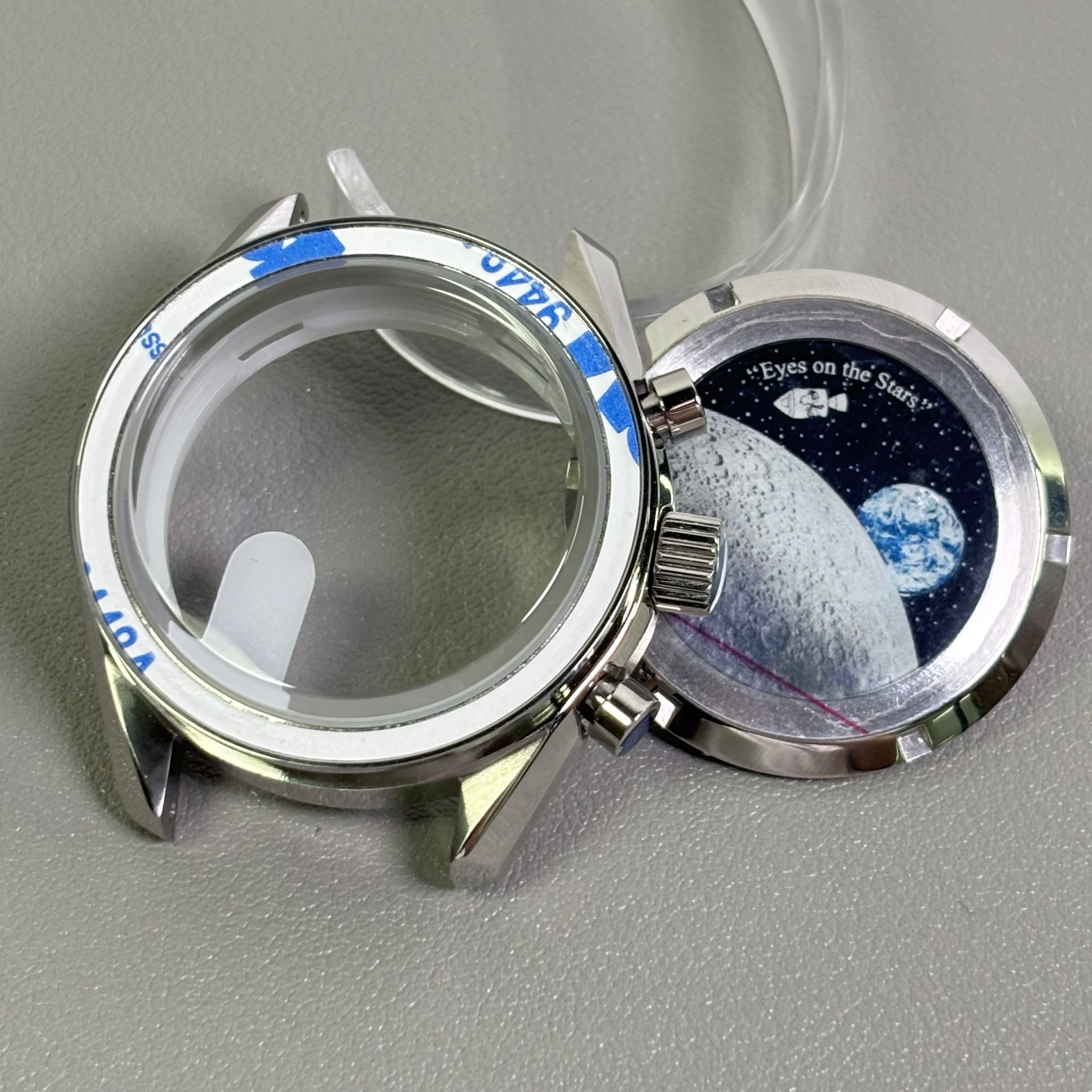 39.7mm VK63 case moonswatch metal case chronograph case bezel,VK63 Business watch sealed back moon watch mission moon mod